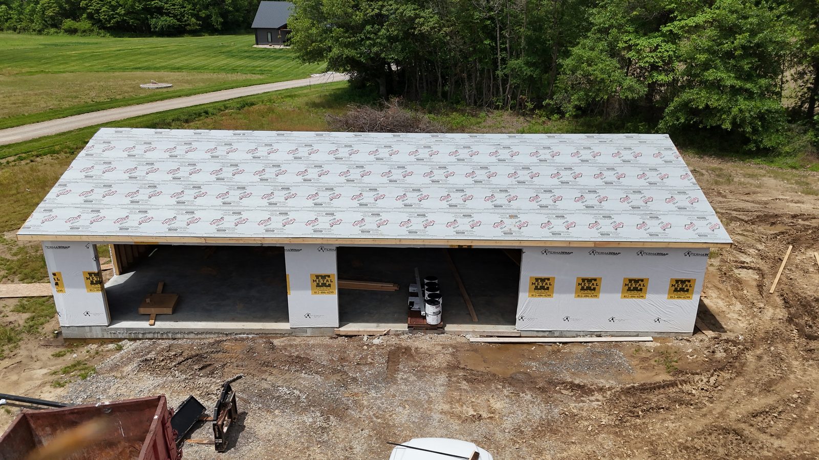 Drone view — large residential re-roof