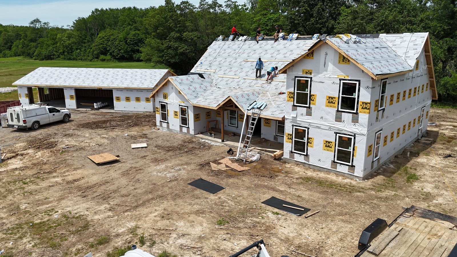 Completed garage structure — new roof build